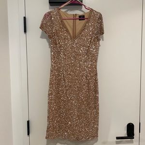 Adrianna Papell Beaded, short-length gown